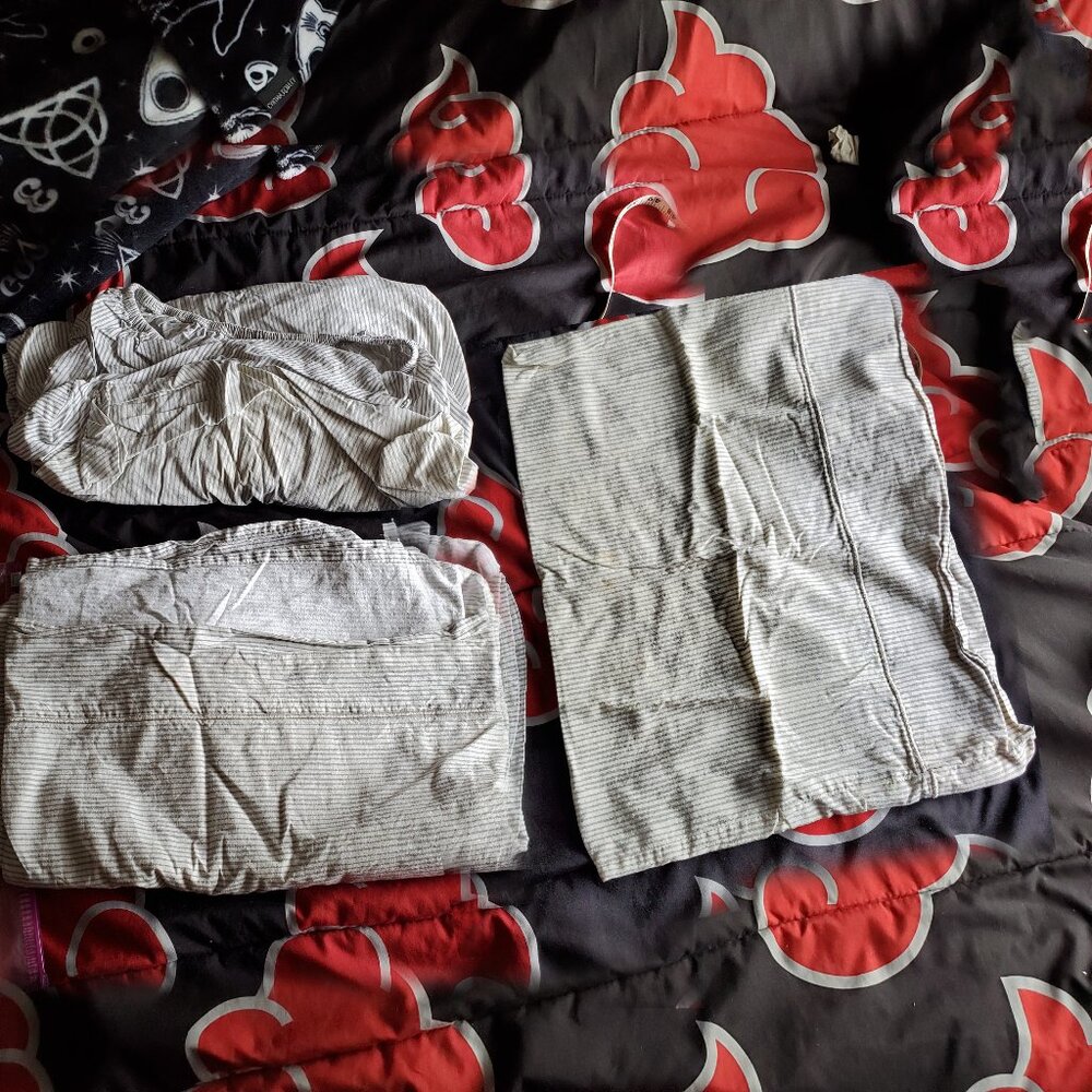 SALT 300-Thread-Count Cotton Sateen White & Grey Striped Twin XL Sheet Set, Good